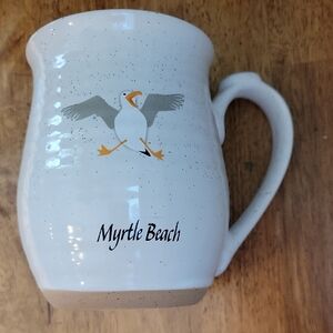 Cape Shore White Myrtle Beach Stonewear Mug with Seagull Design